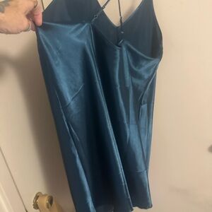 Elegant Blue Satin Nightgown